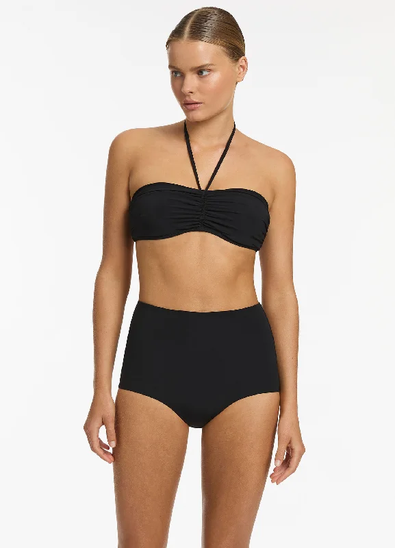 Lace - trimmed bikini for an elegant and romantic touchJetset High Waist Boyleg Bikini Bottom - Black Lace - trimmed bikini for an elegant and romantic touchJetset High Waist Boyleg Bikini Bottom - Black