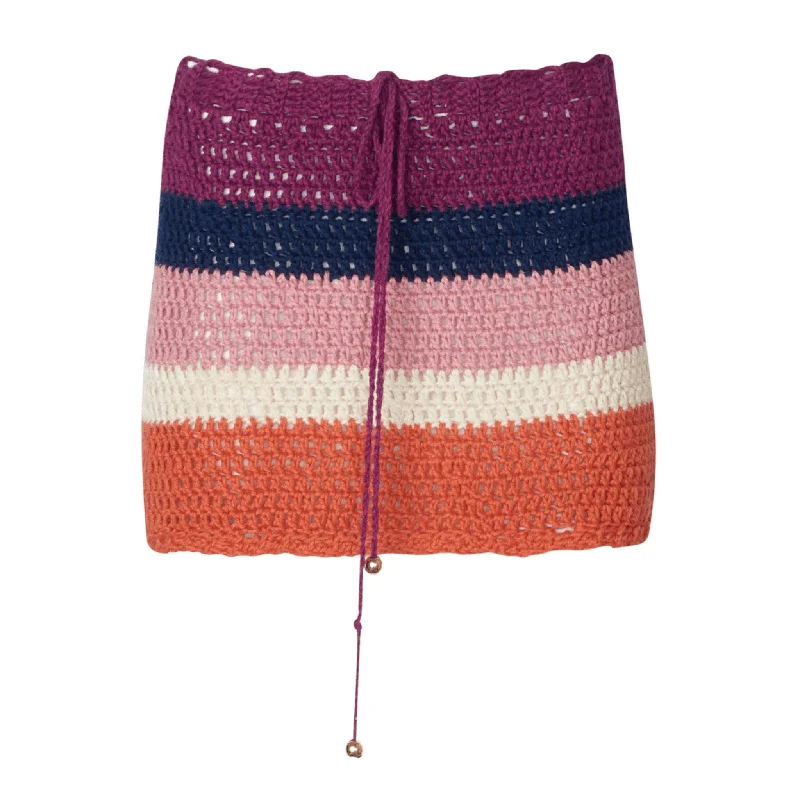 Hooded cover ups for windy beach daysKaia Sunset Crochet Mini Skirt