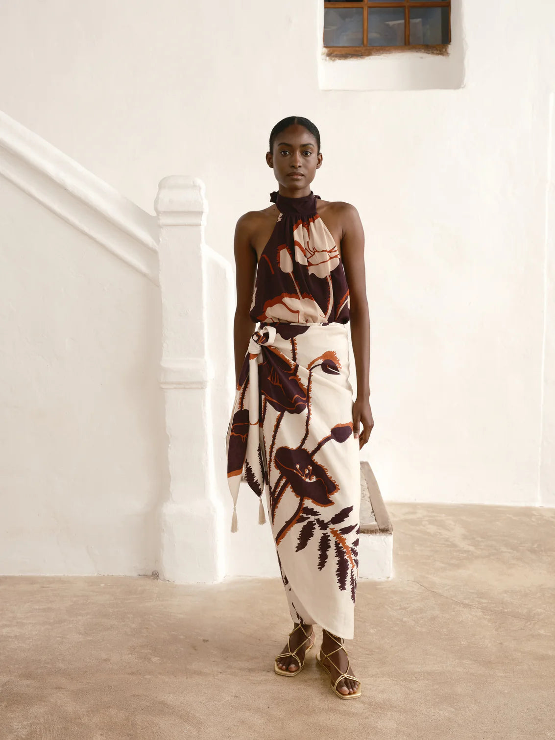 Minimalist - designed cover ups for a sleek and simple beach appearanceMapara Linen Skirt Ecru Purple Gladiolos Minimalist - designed cover ups for a sleek and simple beach appearanceMapara Linen Skirt Ecru Purple Gladiolos