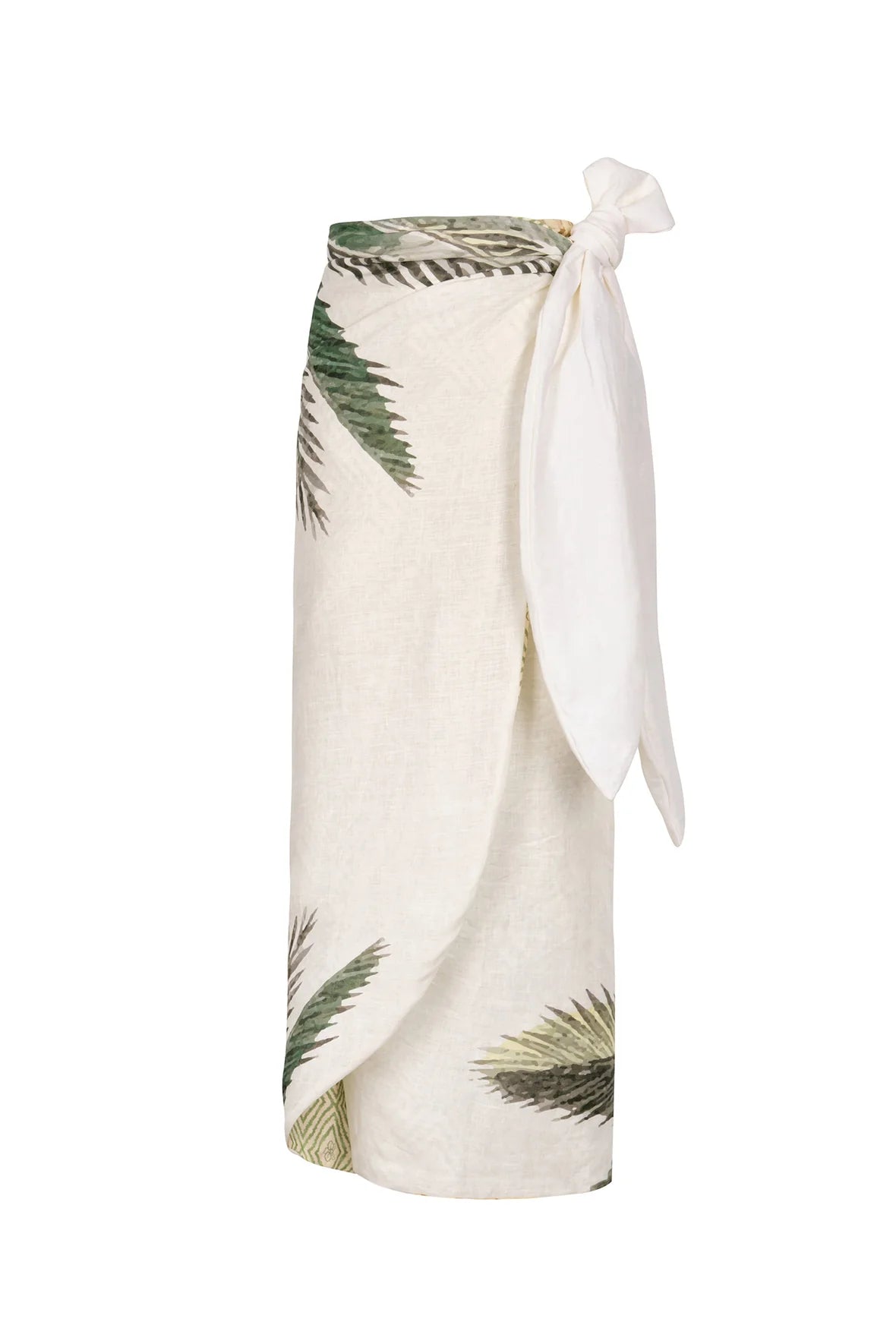 Printed sarong - style cover ups for a tropical vacation lookMapara Linen Skirt Ivory Palms Printed sarong - style cover ups for a tropical vacation lookMapara Linen Skirt Ivory Palms