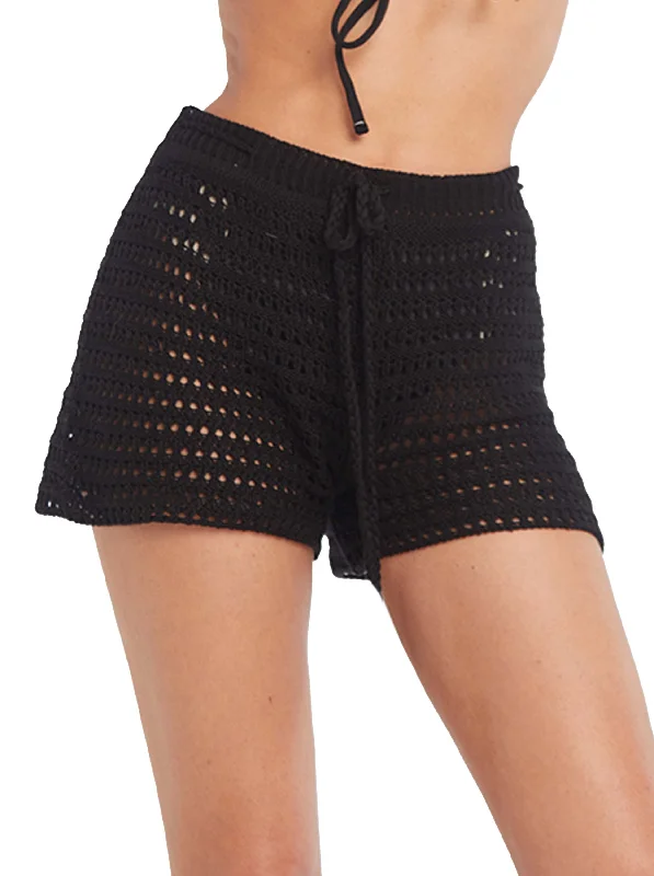 Sustainable organic cotton cover ups for eco - conscious beach loversNora Black Knitted Short