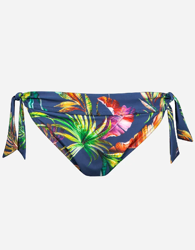 Floral - printed bikini for a feminine and colorful beach vibePlunge Tie Side Bikini Pant - Indigo Rainbow Floral - printed bikini for a feminine and colorful beach vibePlunge Tie Side Bikini Pant - Indigo Rainbow