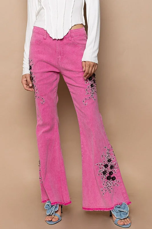 Button - Front Bodysuits with a Classic and Timeless AppealRaw Hem Embroidered Flare Pants Button - Front Bodysuits with a Classic and Timeless AppealRaw Hem Embroidered Flare Pants