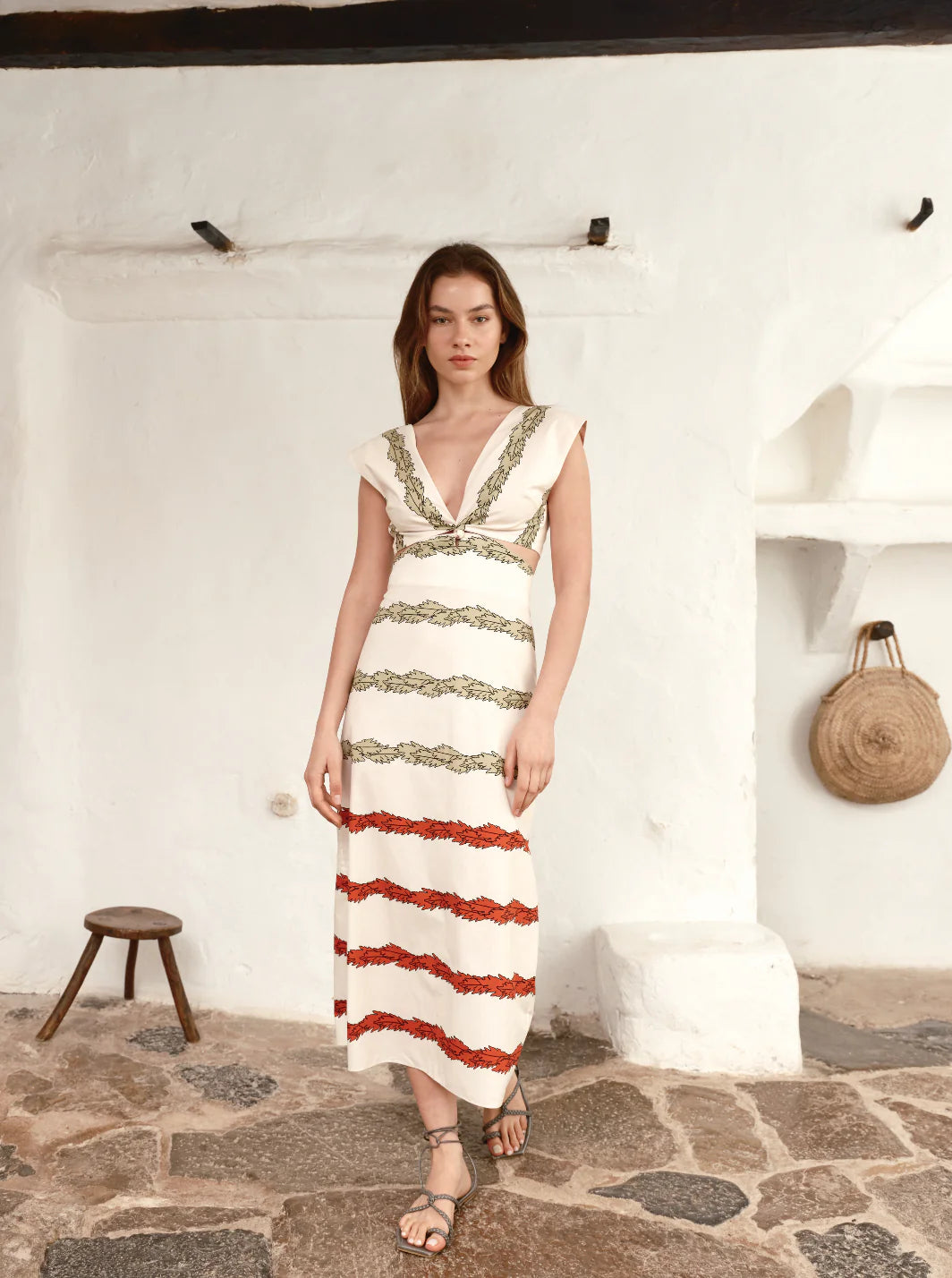 Elastic - cuffed cover ups for a snug and comfortable fitQuinto Sol Cotton Midi Dress Ivory Striped Helechos Elastic - cuffed cover ups for a snug and comfortable fitQuinto Sol Cotton Midi Dress Ivory Striped Helechos