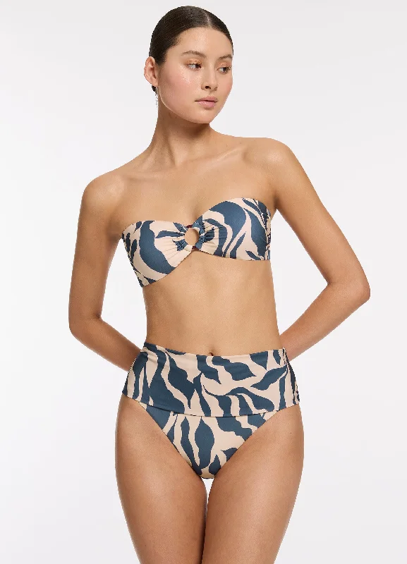 String bikini for a minimalistic and sexy beach styleSereno Fold Down Bikini Bottom - Steel Blue String bikini for a minimalistic and sexy beach styleSereno Fold Down Bikini Bottom - Steel Blue
