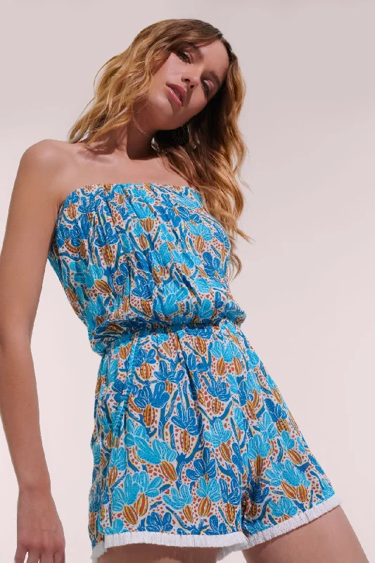 Hooded cover ups for windy beach daysShort Jumpsuit Ambra Blue Kaktus