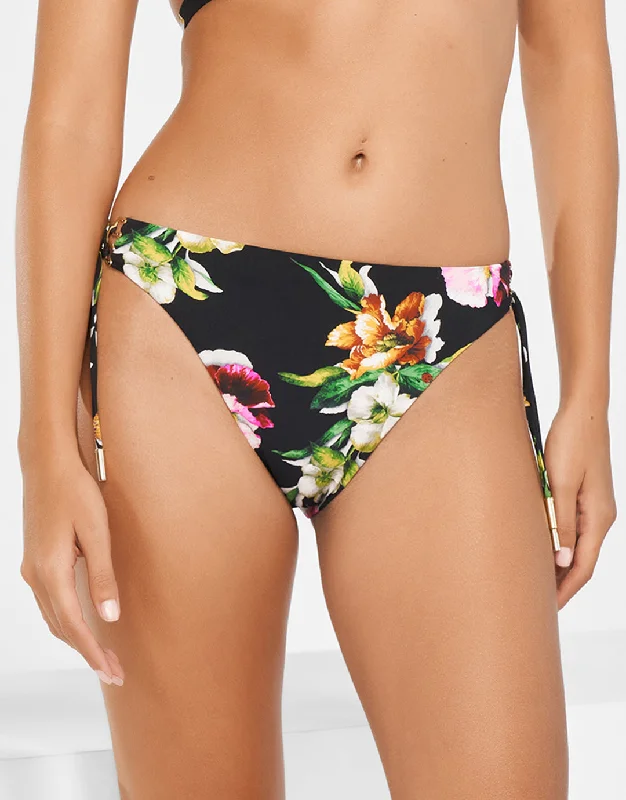 Tropical - themed bikini for a vacation - ready beach outfitSiciliana Bikini Pant - Black-Brights Tropical - themed bikini for a vacation - ready beach outfitSiciliana Bikini Pant - Black-Brights