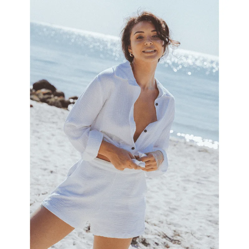 Women's sheer chiffon cover ups for beach partiesSun White Short