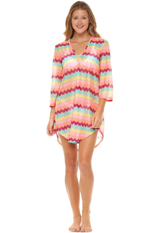 Maxi - length cover ups for a dramatic and elegant beach lookV-NECK BELL SLEEVE TUNIC - FIRE Maxi - length cover ups for a dramatic and elegant beach lookV-NECK BELL SLEEVE TUNIC - FIRE
