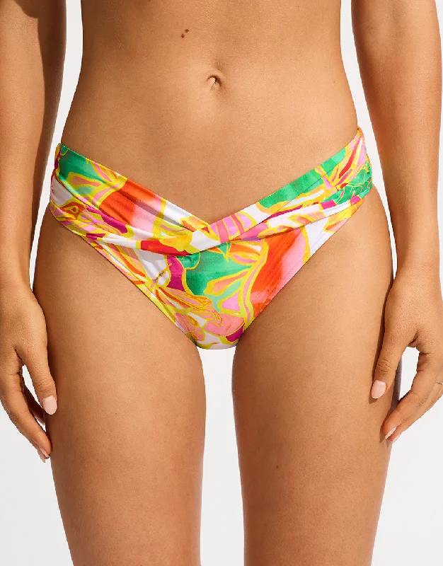 Sustainable bikini made from recycled materials for eco - conscious beachgoersWonderland Twist Band Hipster Bikini Pant - Fuchsia Rose Sustainable bikini made from recycled materials for eco - conscious beachgoersWonderland Twist Band Hipster Bikini Pant - Fuchsia Rose
